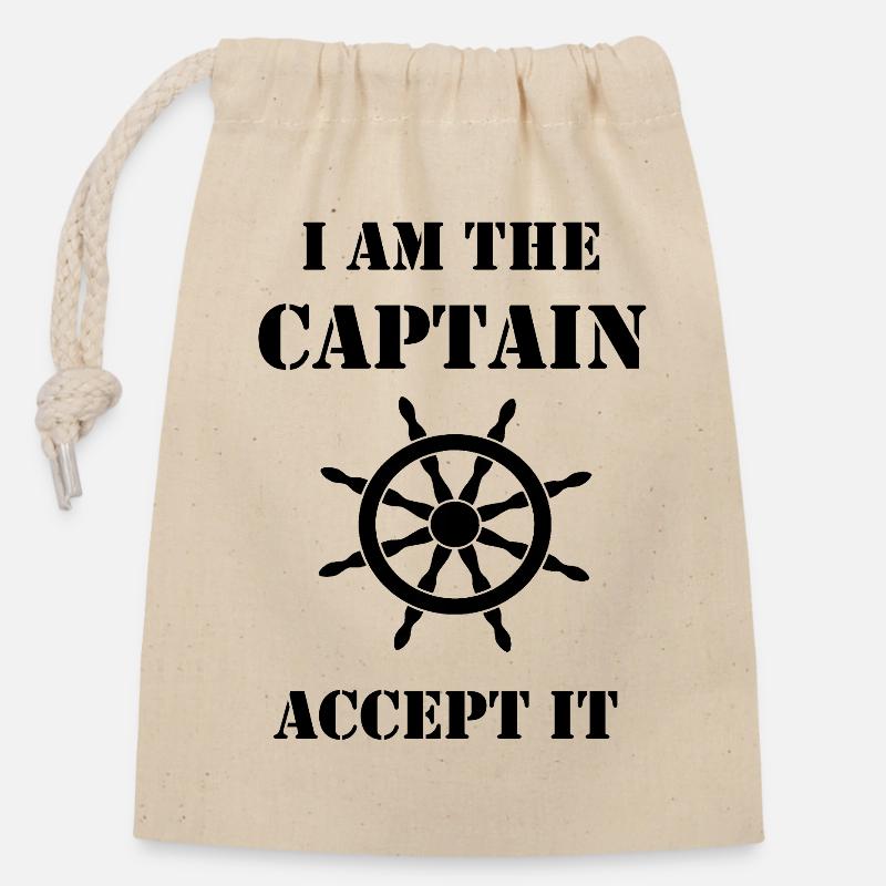 Captain-02 - Verschließbarer Geschenkbeutel aus Baumwolle (14x20cm) - Natur