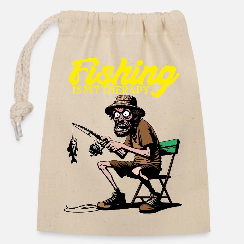 FishingTherapy - Closable cotton gift bag (14x20cm) - nature