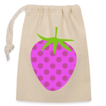 Erdbeere Dots Punkte Frucht pink Punkte Muster  - Verschließbarer Geschenkbeutel aus Baumwolle (14x20cm) - Natur - Vorne