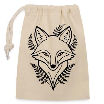 Fuchs Farn Blätter Lineart - Verschließbarer Geschenkbeutel aus Baumwolle (14x20cm) - Natur - Vorne