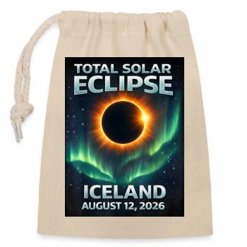 Éclipse solaire totale Islande 2026 Reykjavik - Sac cadeau en coton avec cordon (14 x 20 cm) - nature - Devant