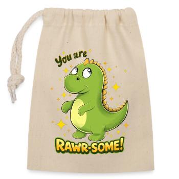 Dino RAWR - QUEL charme - Sac cadeau en coton avec cordon (14 x 20 cm) - nature - Devant