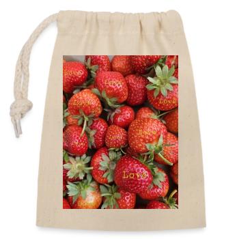 Fraises - Sac cadeau en coton avec cordon (14 x 20 cm) - nature - Devant