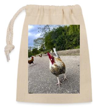 Bist du ein Huhn?? - Verschließbarer Geschenkbeutel aus Baumwolle (14x20cm) - Natur - Vorne
