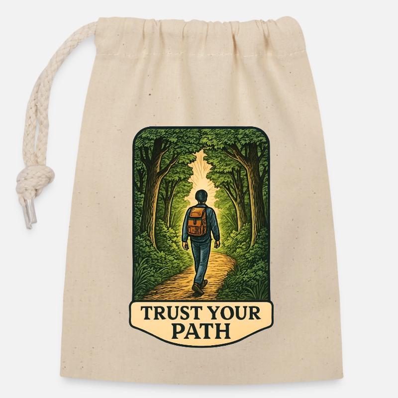 Trust de chemins dans la forêt - Sac cadeau en coton avec cordon (14 x 20 cm) - nature