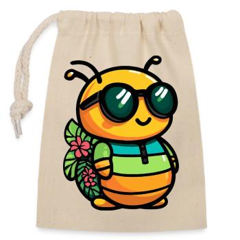 Worm Comic Holiday - Sac cadeau en coton avec cordon (14 x 20 cm) - nature - Devant