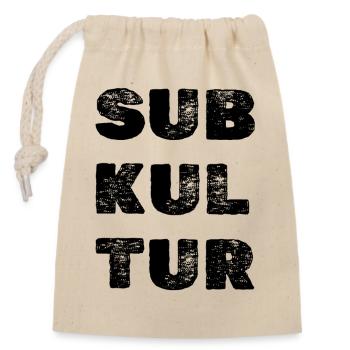 SUBKULTUR Logo – Minimal Techno Identity - Verschließbarer Geschenkbeutel aus Baumwolle (14x20cm) - Natur - Vorne
