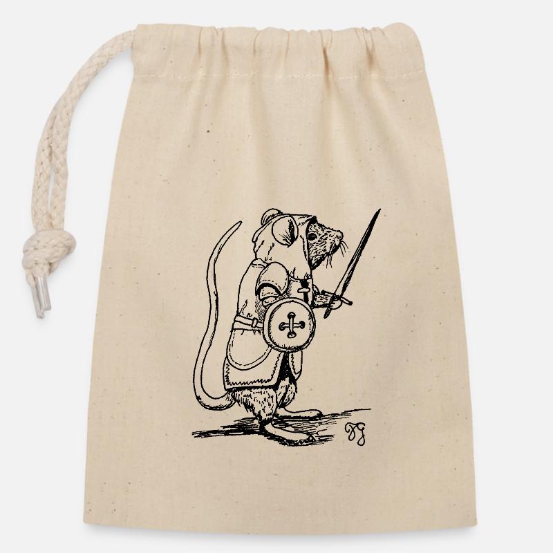 Whisker Knight - Closable cotton gift bag (14x20cm) - nature