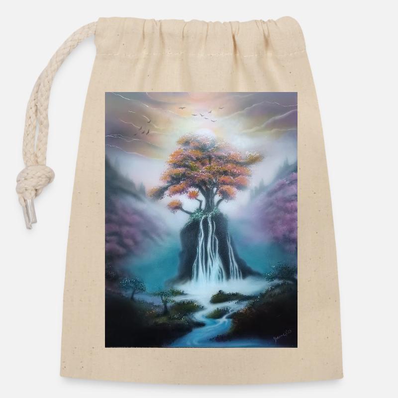 Dreamscape - Closable cotton gift bag (14x20cm) - nature