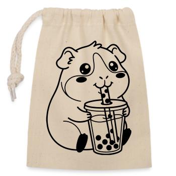 hamster bubble tea - Closable cotton gift bag (14x20cm) - nature - Front