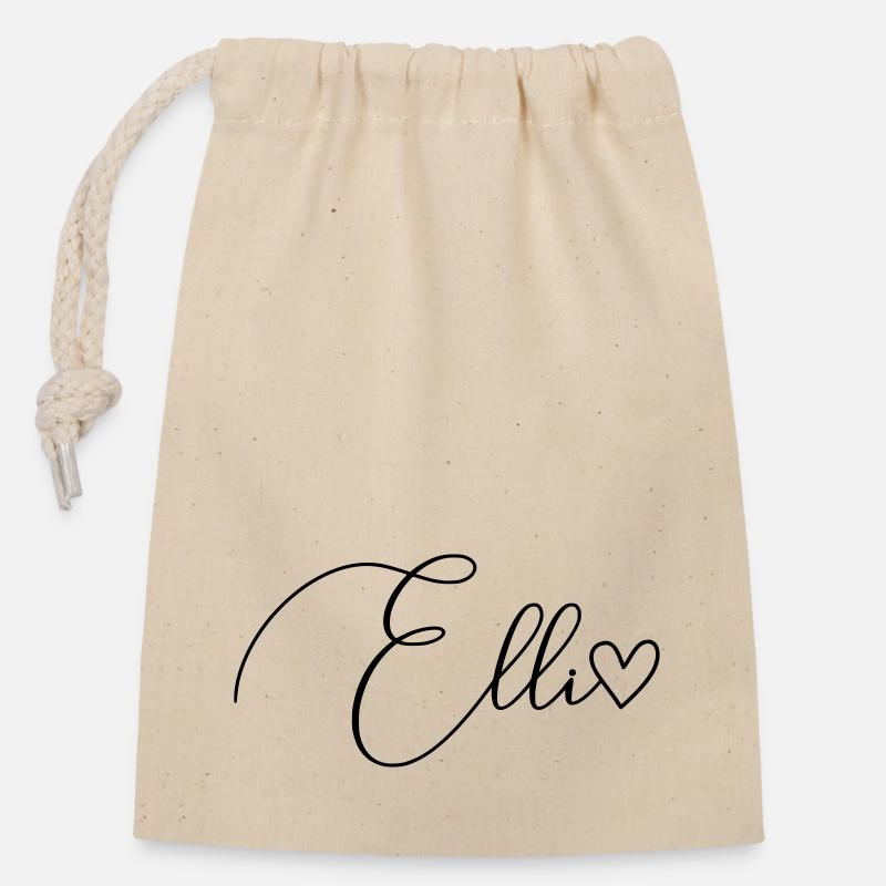 Elli Name Vorname Mädchen - Verschließbarer Geschenkbeutel aus Baumwolle (14x20cm) - Natur