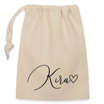 Kira Surname First Name Girl - Closable cotton gift bag (14x20cm) - nature - Front