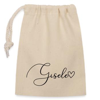 Gisele Last Name First Name Girl - Closable cotton gift bag (14x20cm) - nature - Front