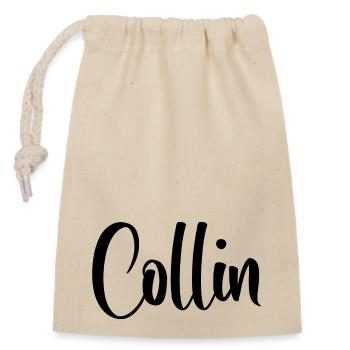 Name - Collin - Closable cotton gift bag (14x20cm) - nature - Front