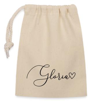 Gloria Surname First Name Girl - Closable cotton gift bag (14x20cm) - nature - Front