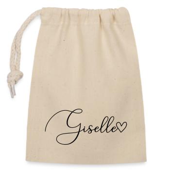 Giselle Surname First Name Girl - Closable cotton gift bag (14x20cm) - nature - Front