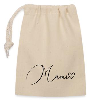 Mami Schrift - Verschließbarer Geschenkbeutel aus Baumwolle (14x20cm) - Natur - Vorne