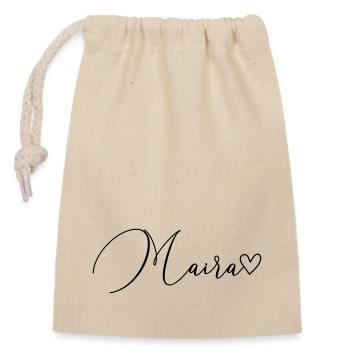 Maira Surname First Name Girl - Closable cotton gift bag (14x20cm) - nature - Front