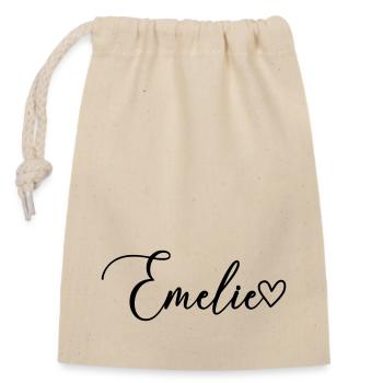 Emelie Surname First Name Girl - Closable cotton gift bag (14x20cm) - nature - Front