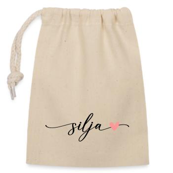 Silja Name Calligraphy Font - Closable cotton gift bag (14x20cm) - nature - Front