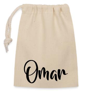 First name - Omar - Closable cotton gift bag (14x20cm) - nature - Front
