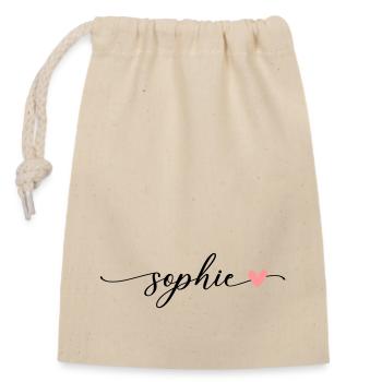 Sophie Name Calligraphy Font - Closable cotton gift bag (14x20cm) - nature - Front