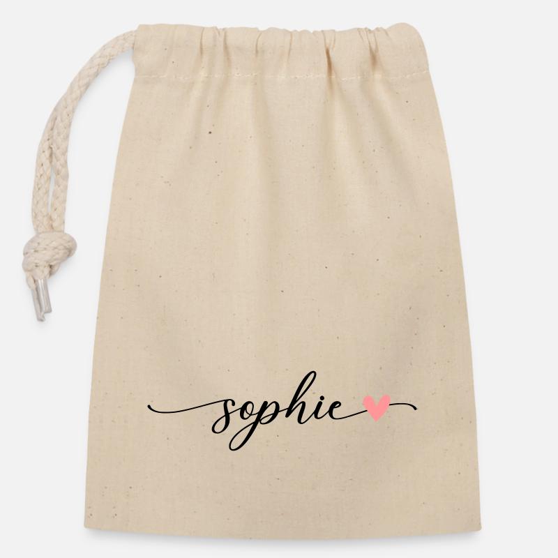 Sophie Name Calligraphy Font - Closable cotton gift bag (14x20cm) - nature