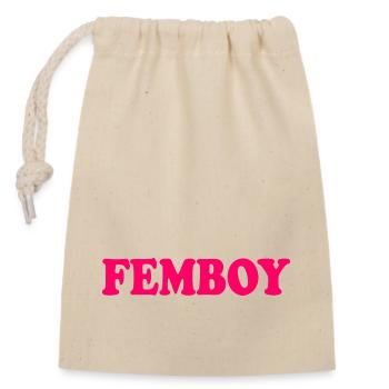 Femboy - Verschließbarer Geschenkbeutel aus Baumwolle (14x20cm) - Natur - Vorne