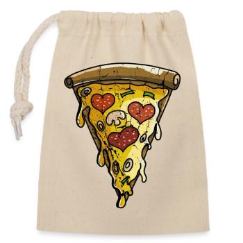 Lavé et tranche Worn de pizza - Pizza - Love - Sac cadeau en coton avec cordon (14 x 20 cm) - nature - Devant