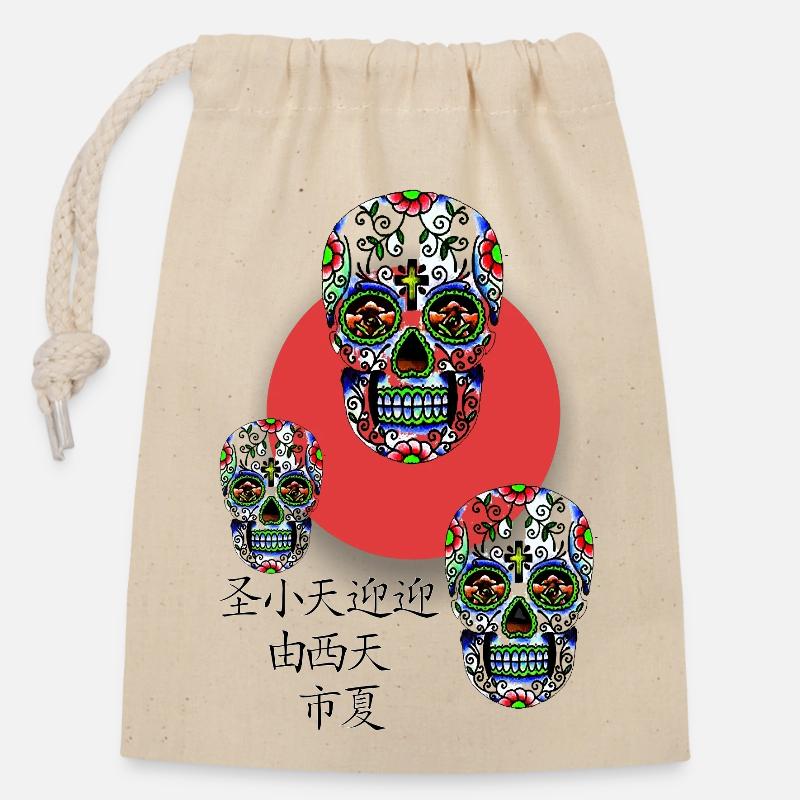CALAVERA - Closable cotton gift bag (14x20cm) - nature