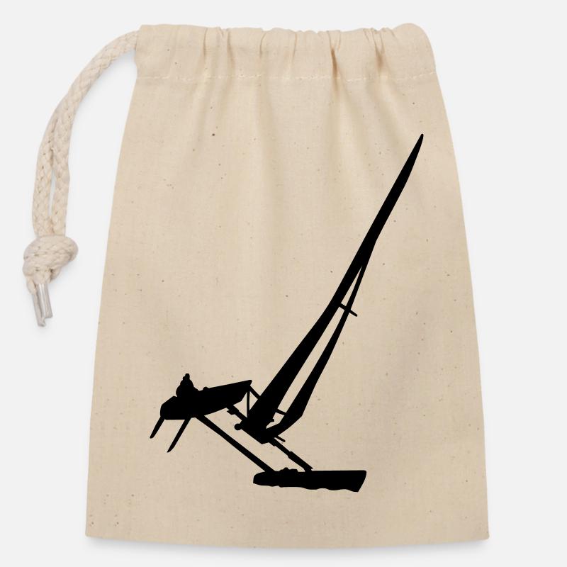 catamaran - Sac cadeau en coton avec cordon (14 x 20 cm) - nature
