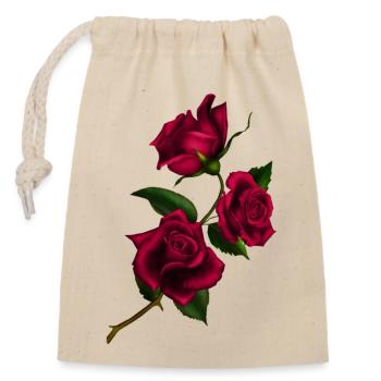 roses - Closable cotton gift bag (14x20cm) - nature - Front