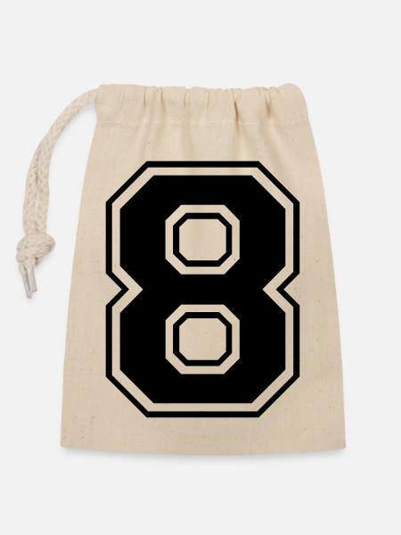 Rugby Rugby mit 8 Nummern - Verschließbarer Geschenkbeutel aus Baumwolle (14x20cm) - Natur