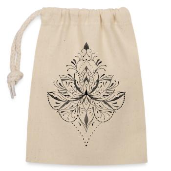 Dekorative Lotusblume orientalische Mandala-Perlen - Verschließbarer Geschenkbeutel aus Baumwolle (14x20cm) - Natur - Vorne