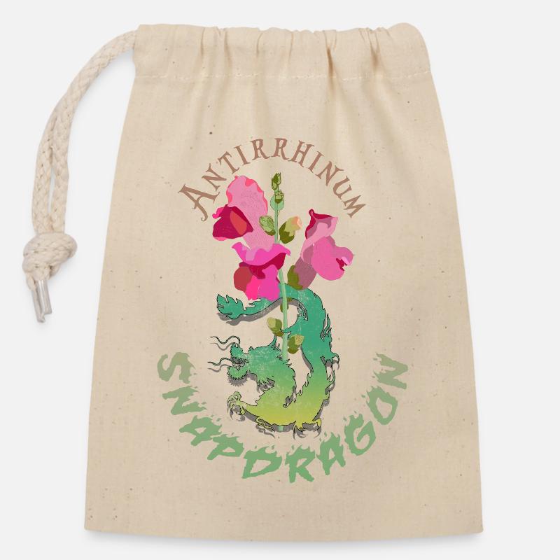 Dragon Flowers - Closable cotton gift bag (14x20cm) - nature