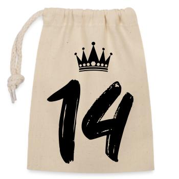 14 couronnes - Sac cadeau en coton avec cordon (14 x 20 cm) - nature - Devant