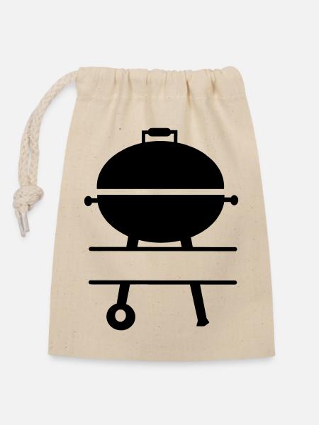 Grill BBQ Monogramm - Verschließbarer Geschenkbeutel aus Baumwolle (14x20cm) - Natur