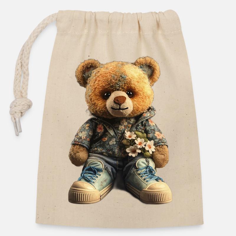 Cadeau Bear Half Man - Sac cadeau en coton avec cordon (14 x 20 cm) - nature