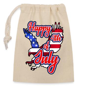 Happy 4th of July - Independence Day - Closable cotton gift bag (14x20cm) - nature - Front