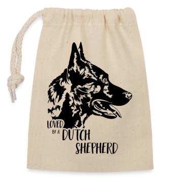 Aimé par un chien de berger hollandais Dicton - Sac cadeau en coton avec cordon (14 x 20 cm) - nature - Devant