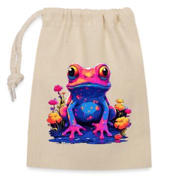 Frog Colorful Colored Animal Ampibie Amphibian Pond - Closable cotton gift bag (14x20cm) - nature - Front