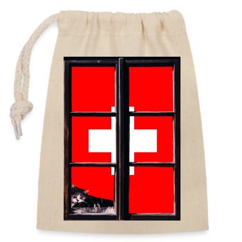 Schweiz Flagge Vintage Kreuz Used Look Schweizer - Verschließbarer Geschenkbeutel aus Baumwolle (14x20cm) - Natur - Vorne