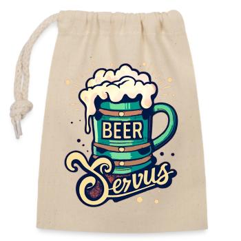 Servus - Verschließbarer Geschenkbeutel aus Baumwolle (14x20cm) - Natur - Vorne