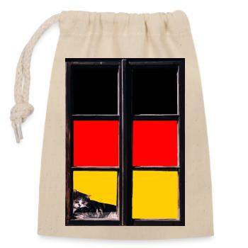Deutschland Flagge Deutsche Fahne Used Look Heimat - Verschließbarer Geschenkbeutel aus Baumwolle (14x20cm) - Natur - Vorne