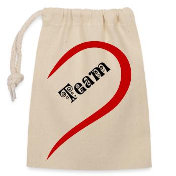 Dream Team Herz Valentinstag Paarshirt Partnerlook - Verschließbarer Geschenkbeutel aus Baumwolle (14x20cm) - Natur - Vorne