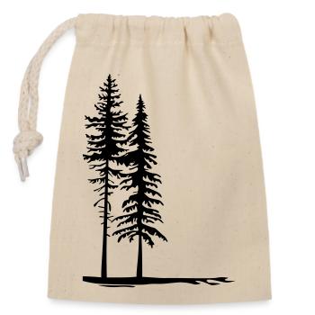 Silhouetten von zwei großen Bäumen im Wald - Verschließbarer Geschenkbeutel aus Baumwolle (14x20cm) - Natur - Vorne