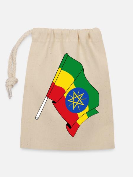 Flagge von Äthiopien - Verschließbarer Geschenkbeutel aus Baumwolle (14x20cm) - Natur