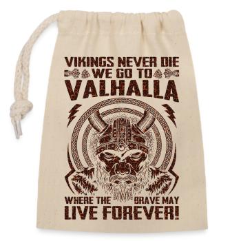 Nordic scandinavia retro viking mystical mythology - Closable cotton gift bag (14x20cm) - nature - Front