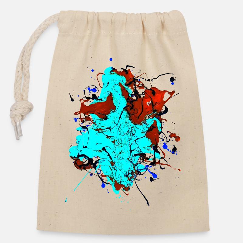 Rougeturquoise.Éclaboussure - Sac cadeau en coton avec cordon (14 x 20 cm) - nature