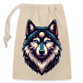 Spiritual Wolf - Closable cotton gift bag (14x20cm) - nature - Front
